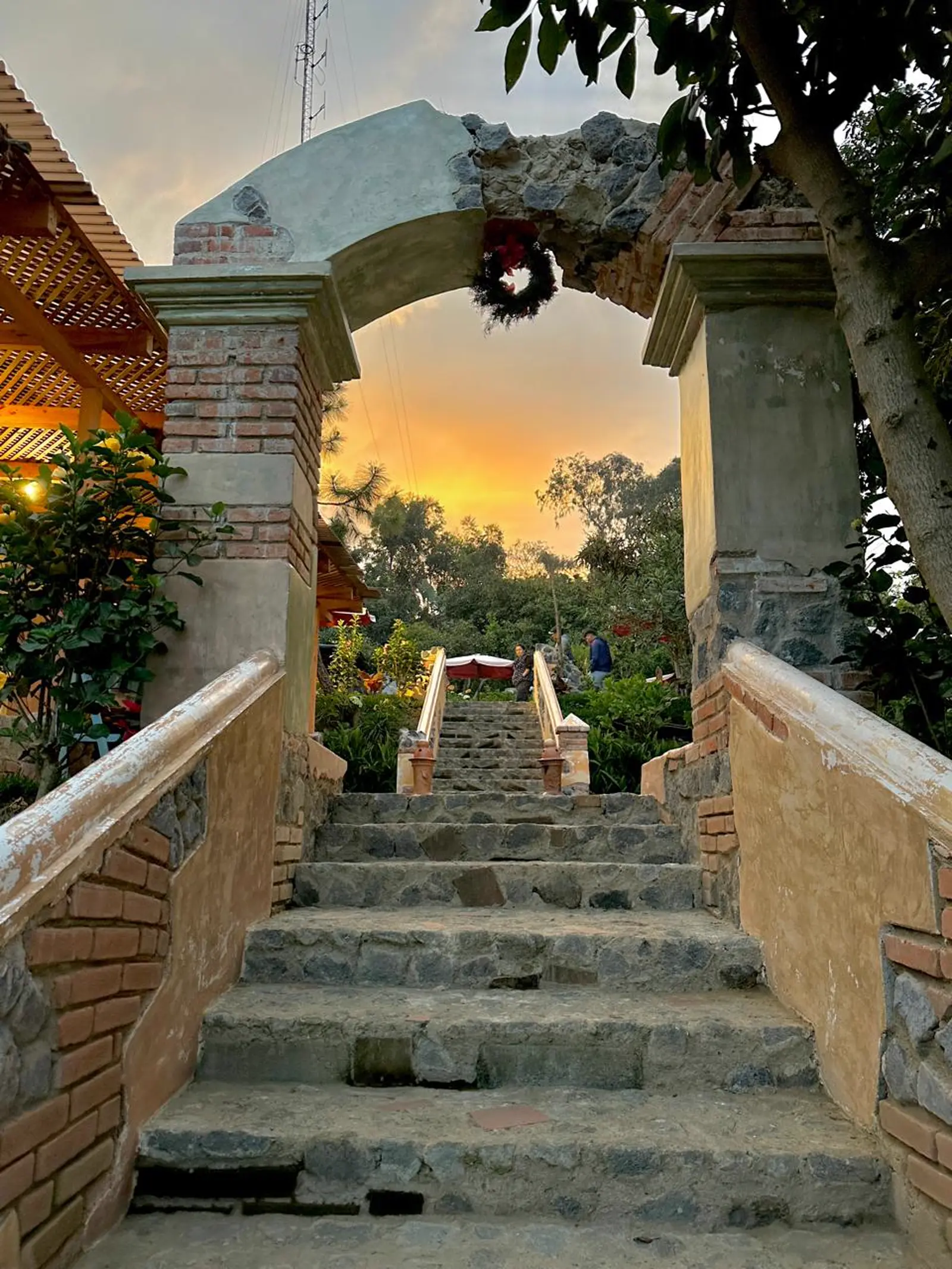 Natural garden area at Antigua Mágica