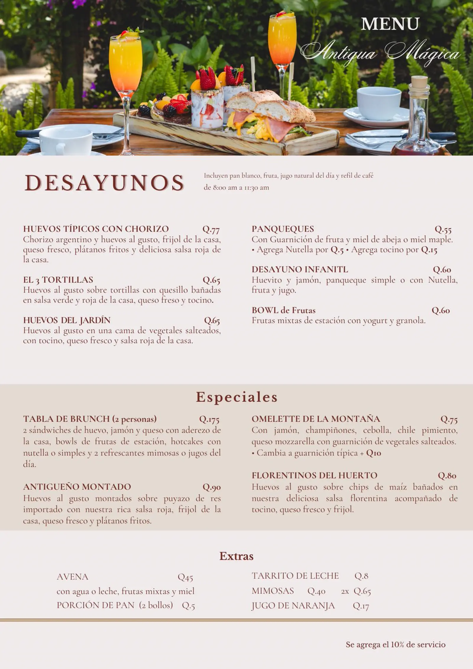 Menú de Antigua Mágica página 1